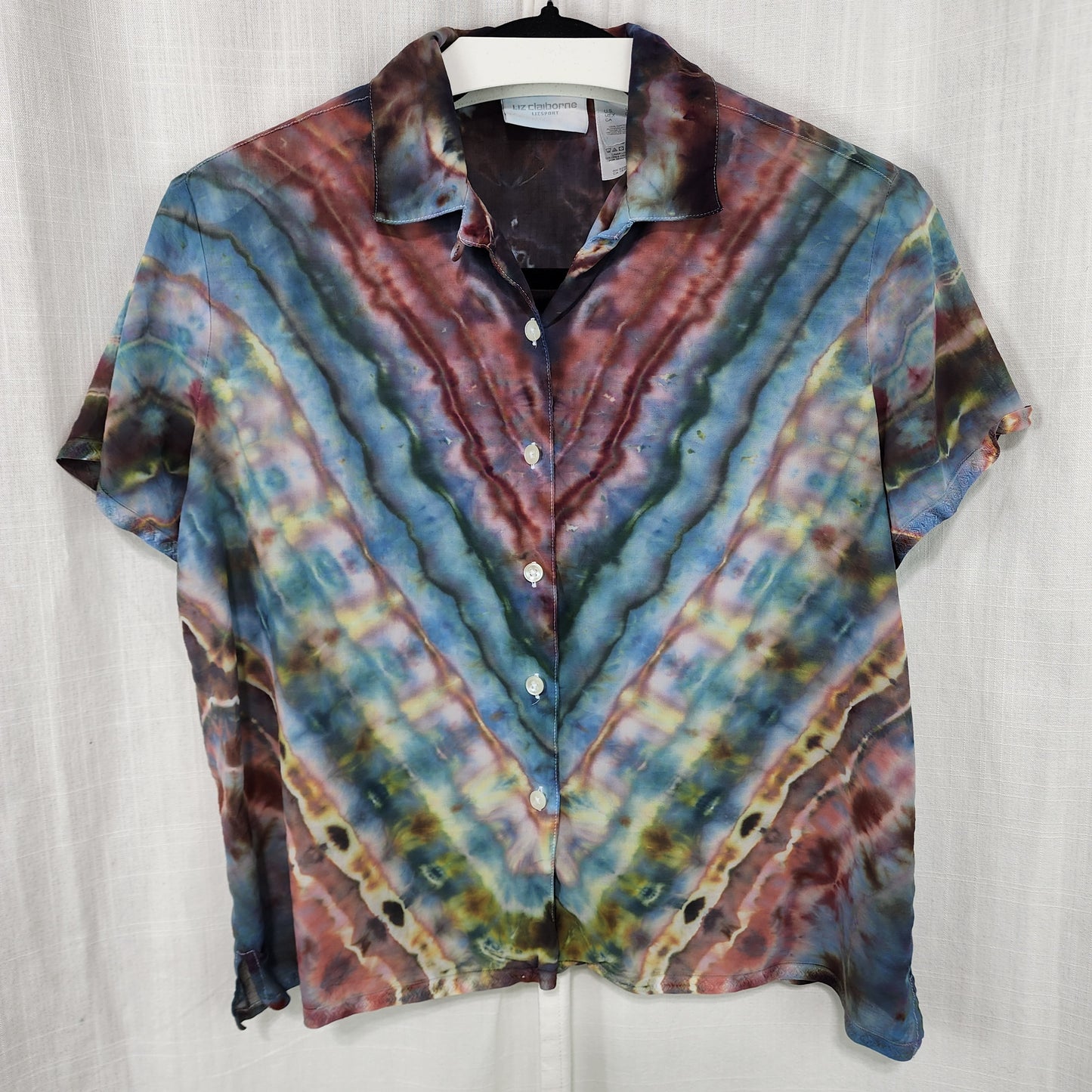 Celestial Tapestry: Womens button up shirt, size Large