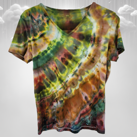 Verdant Vortex: Women's V-beck t-shirt, size XL